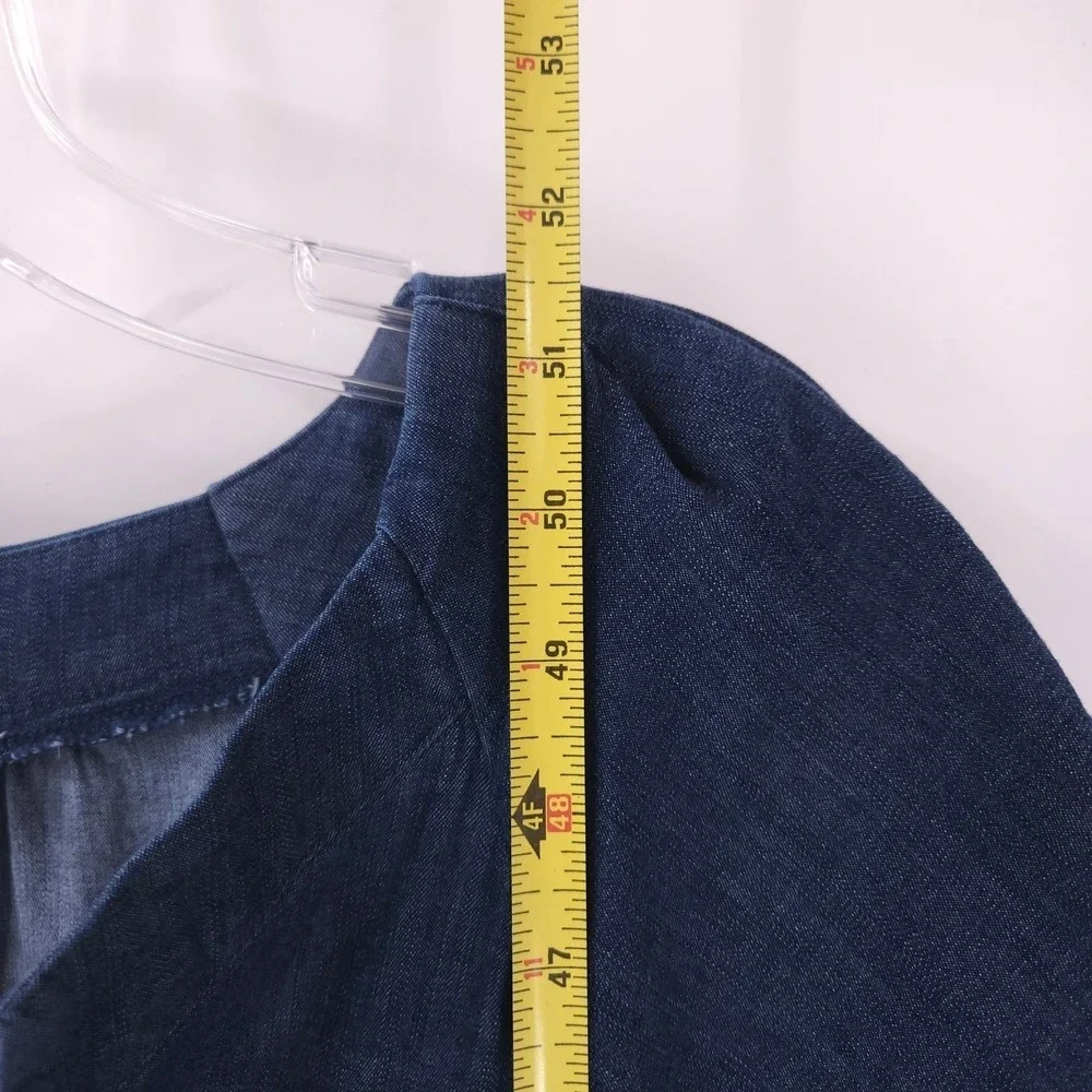 Anne Klein Jeans Puff Sleeve Tiered Denim Midi Dress Dark Wash Womens Size XL - Picture 12 of 12